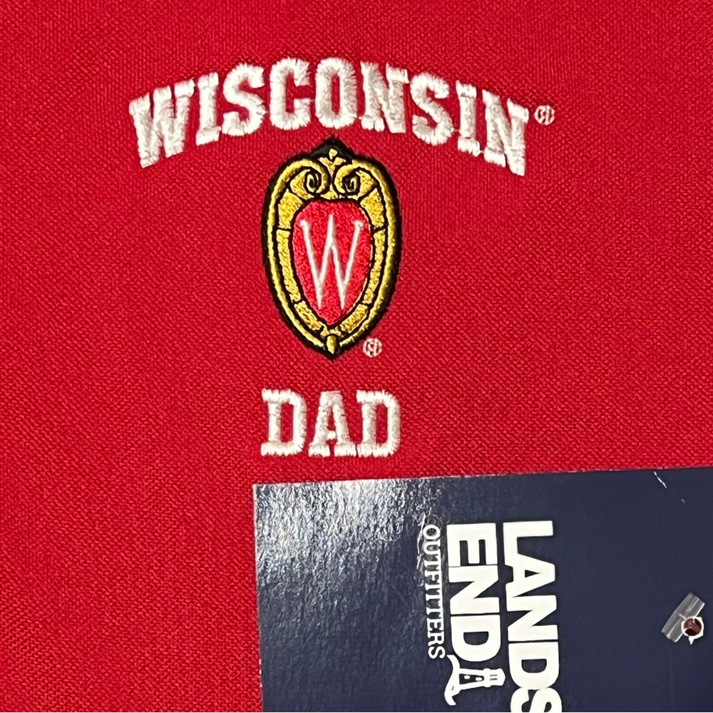Wisconsin Badgers Dad Polo Shirt Lands' End Red